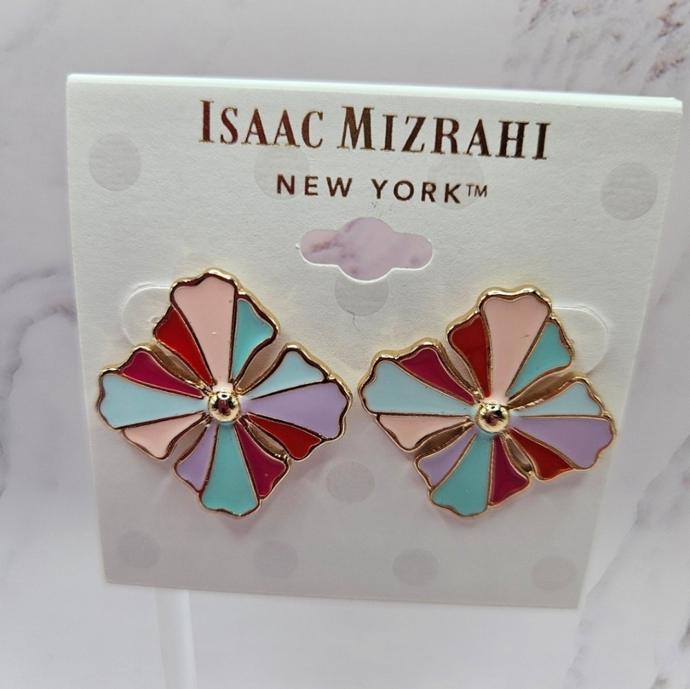 NWT Isaac Mizrahi Colorful Pinwheel Earrings
